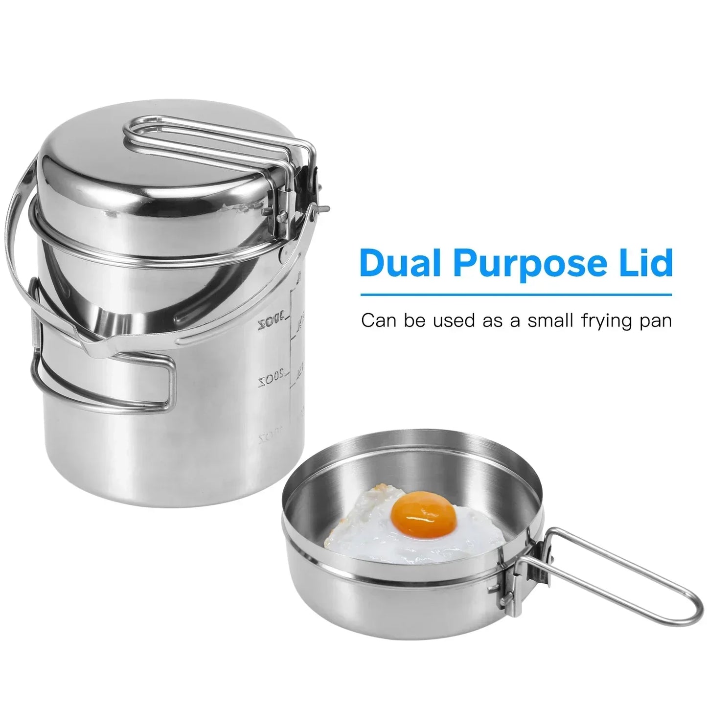 1L Stainless Steel Portable Cooking Kettle